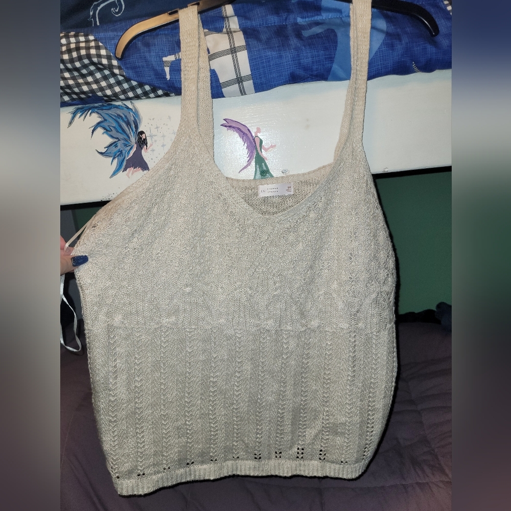 Women's Beige Knit Tank Top